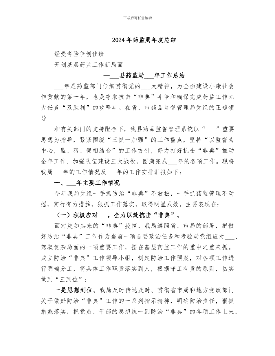 2024年药监局年度总结_第1页