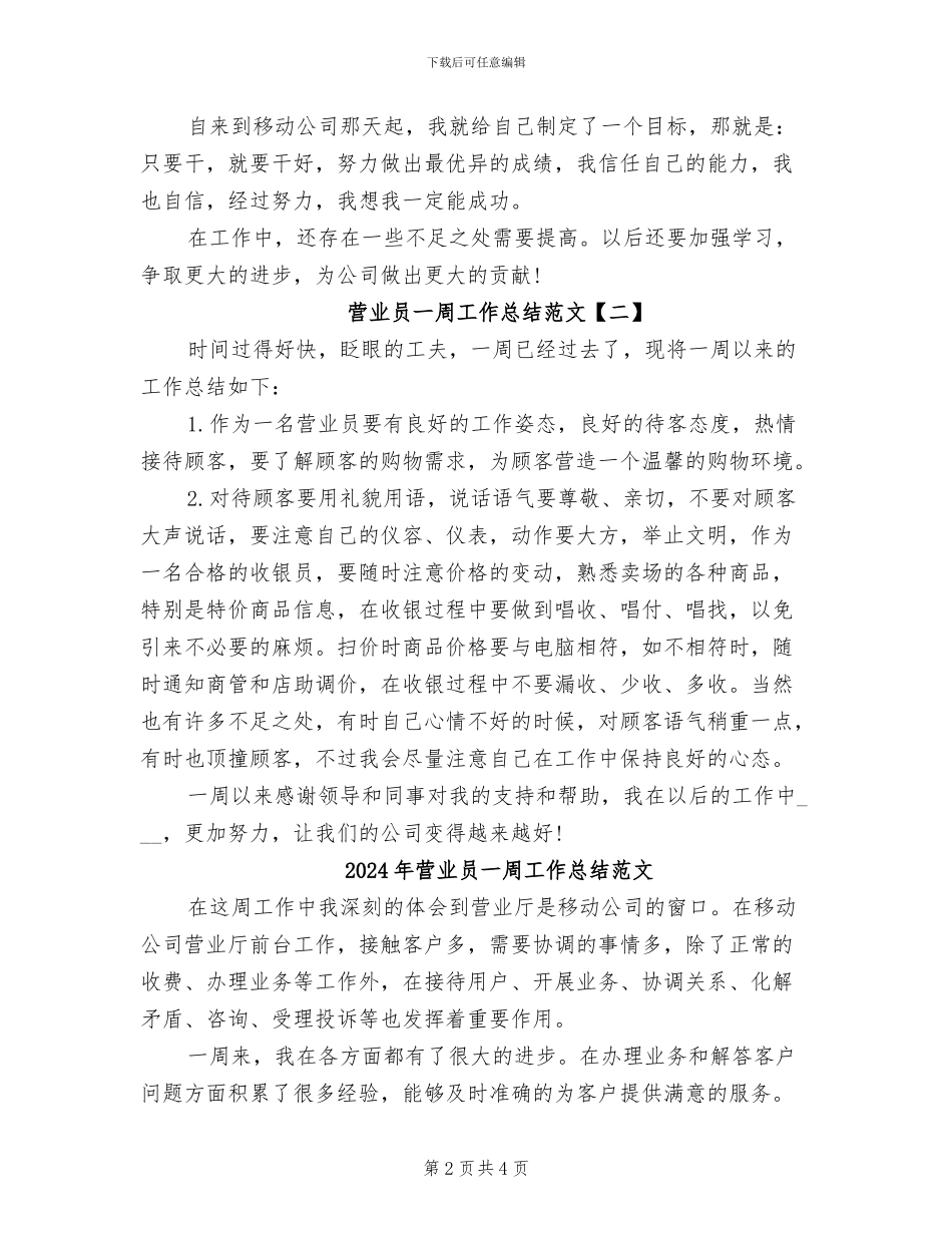 2024年营业员一周工作总结_第2页