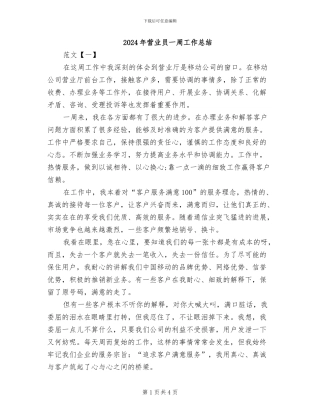 2024年营业员一周工作总结