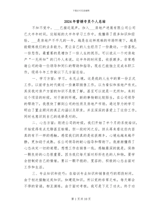 2024年营销专员个人总结