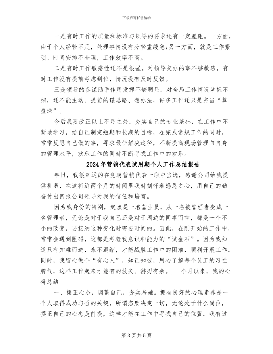 2024年营销代表试用期个人工作总结_第3页