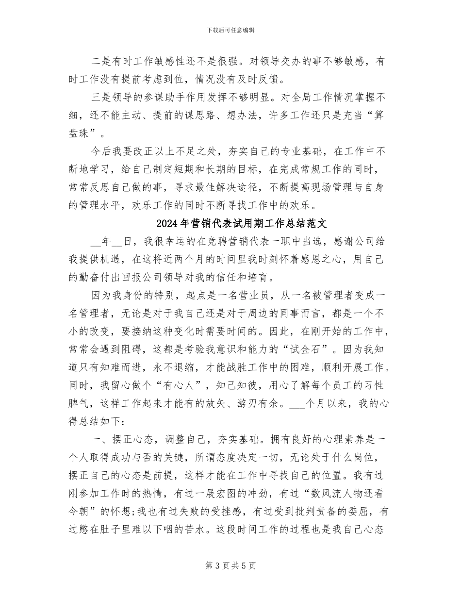 2024年营销代表试用期工作总结_第3页