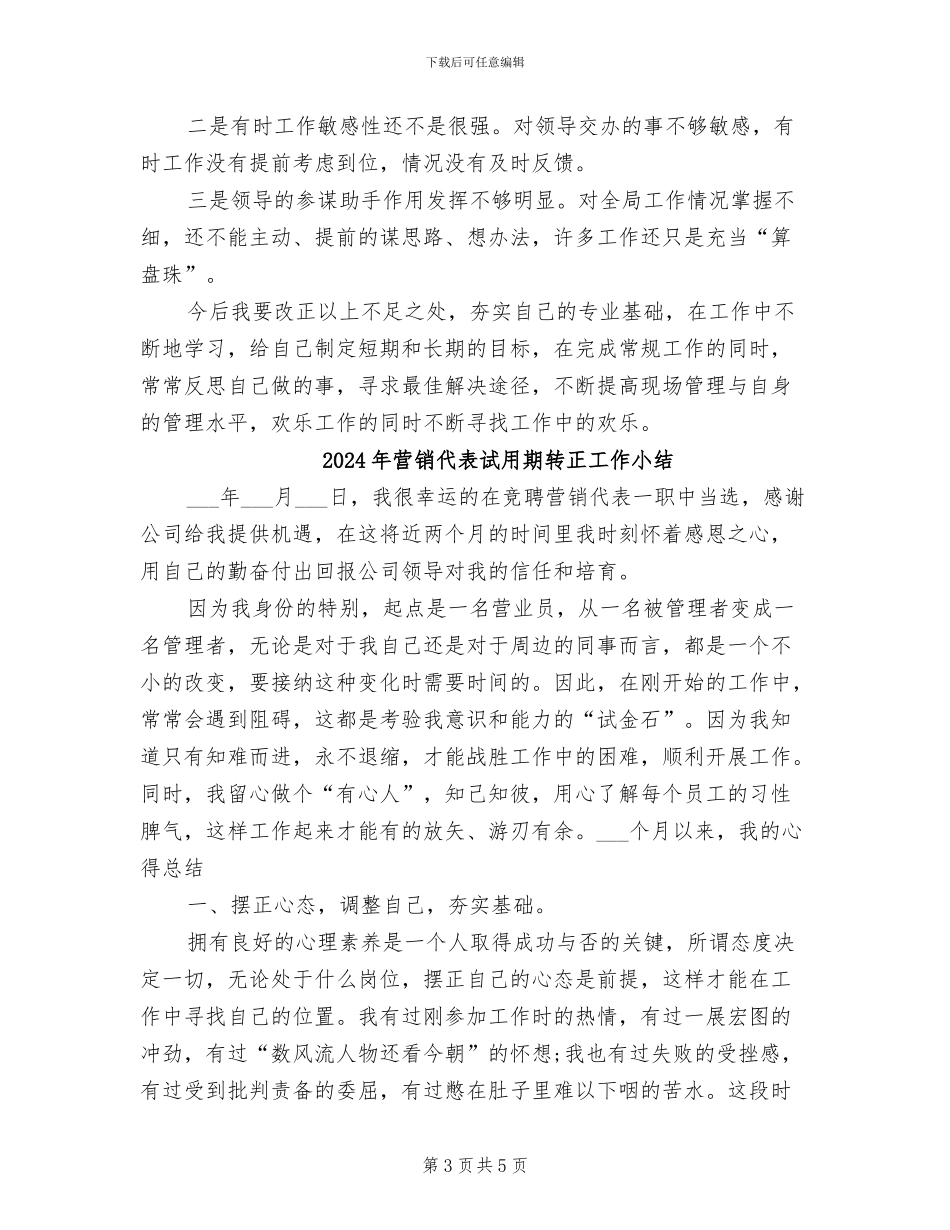 2024年营销代表试用期工作总结范文_第3页