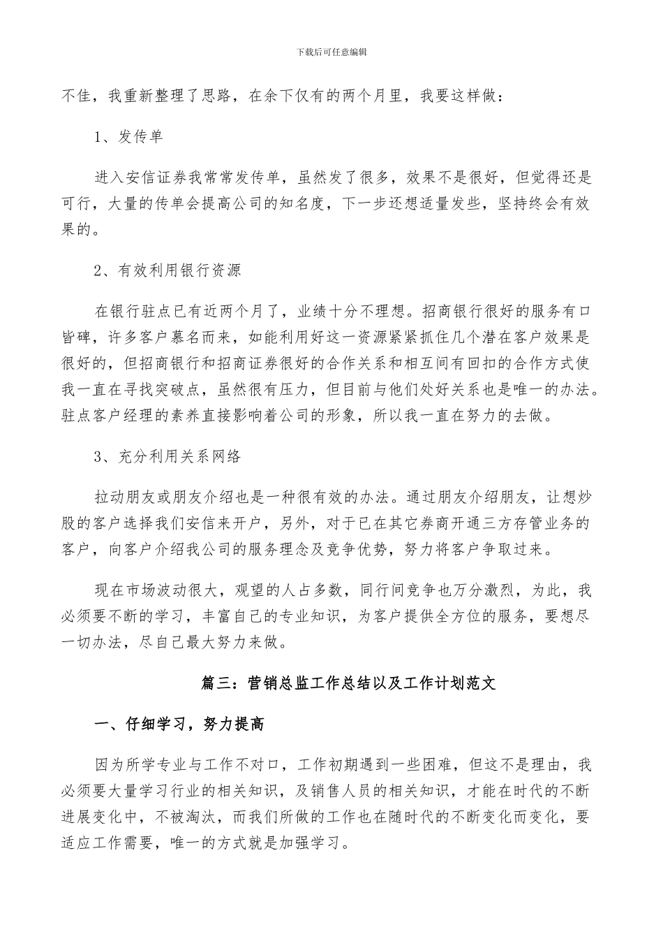 2024年营销总监工作总结以及工作计划范文_第3页