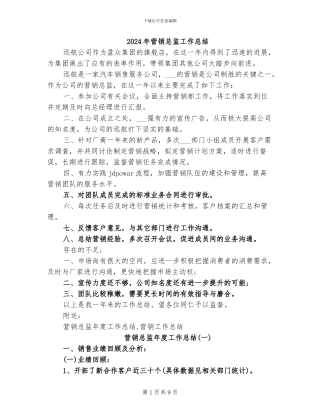 2024年营销总监工作总结