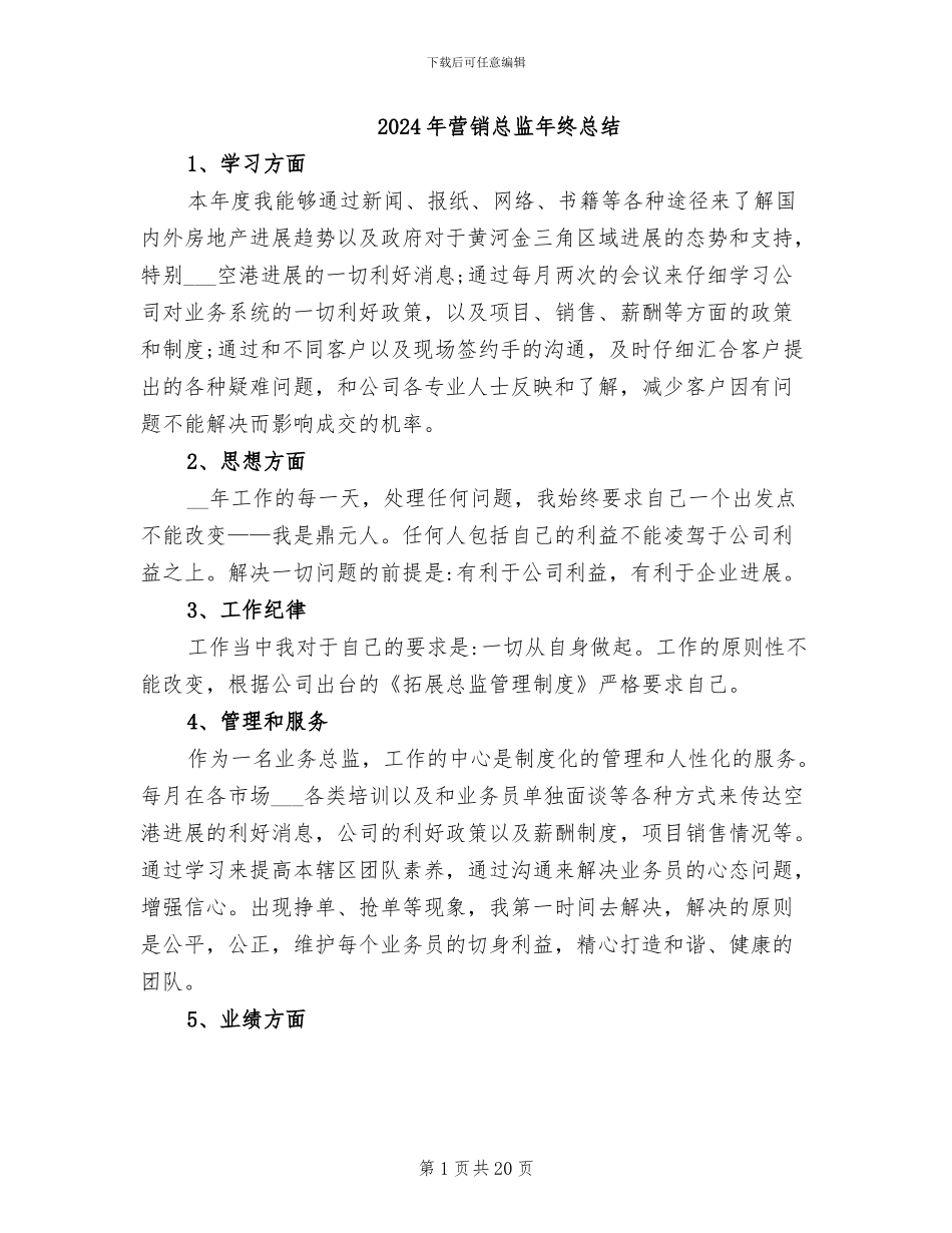 2024年营销总监年终总结_第1页