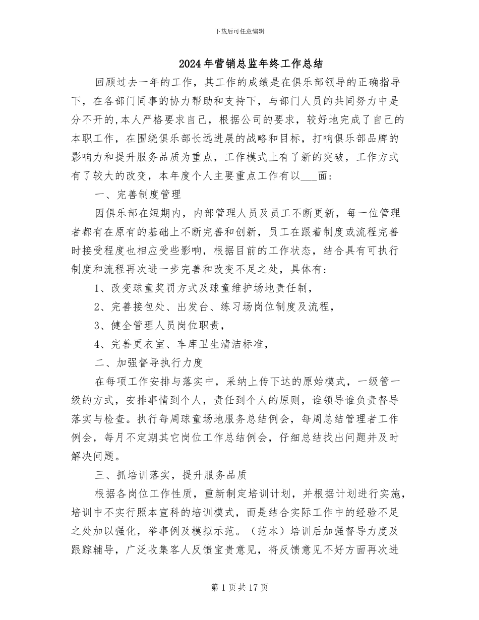2024年营销总监年终工作总结_第1页