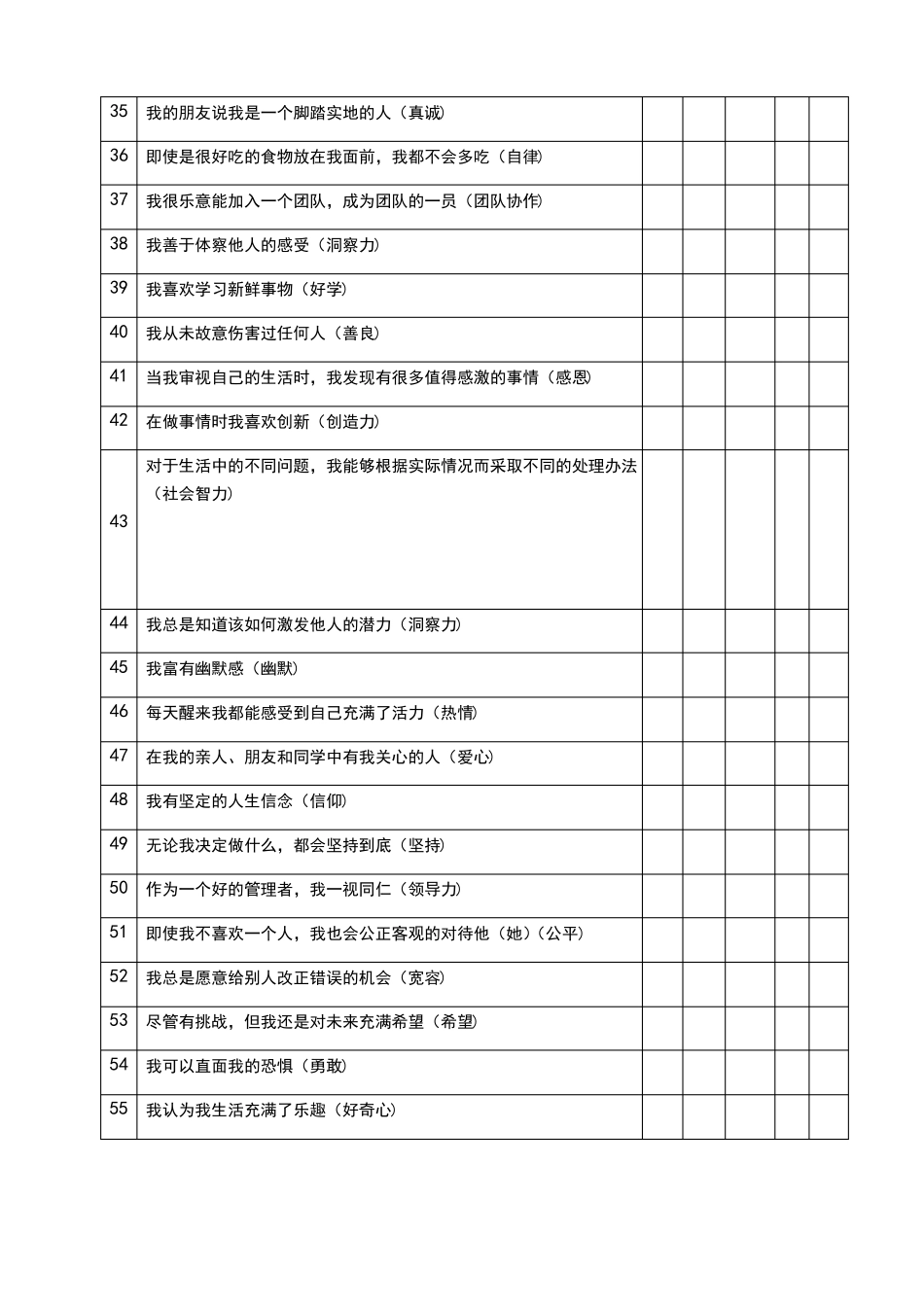大学生积极人格量表维度和计分方式_第3页