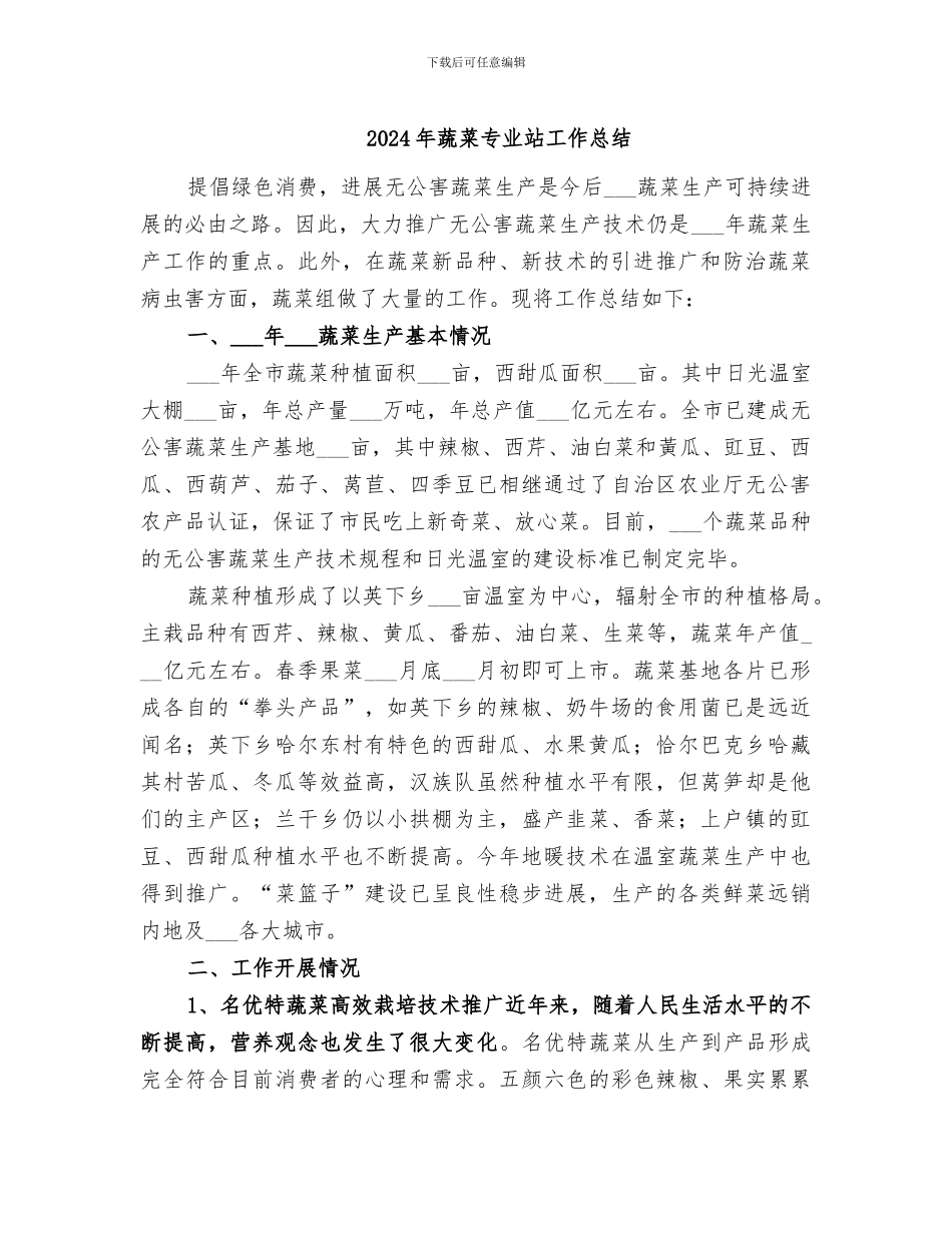2024年蔬菜专业站工作总结_第1页