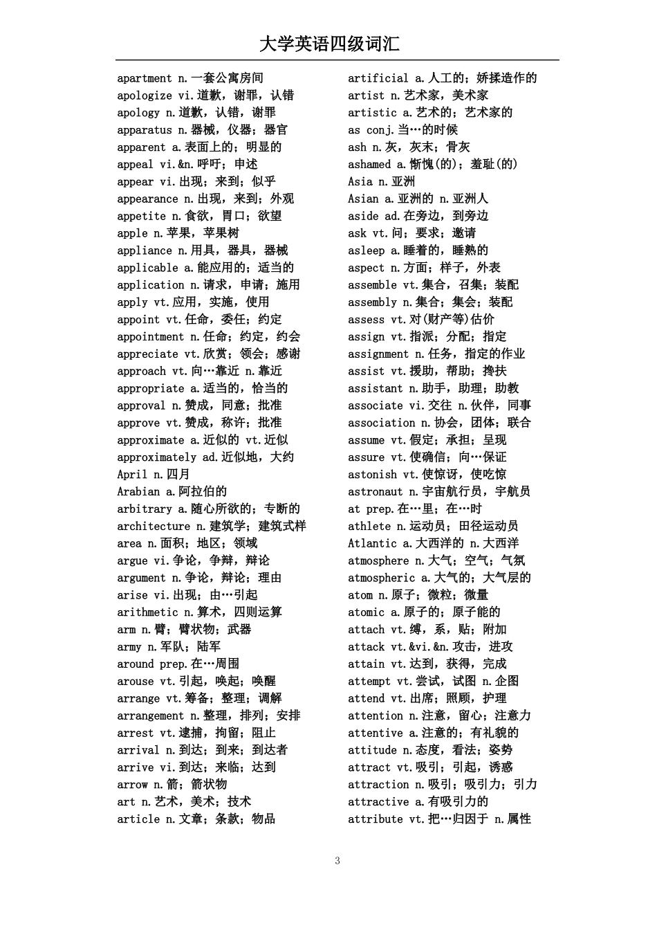 大学英语四级词汇_第3页