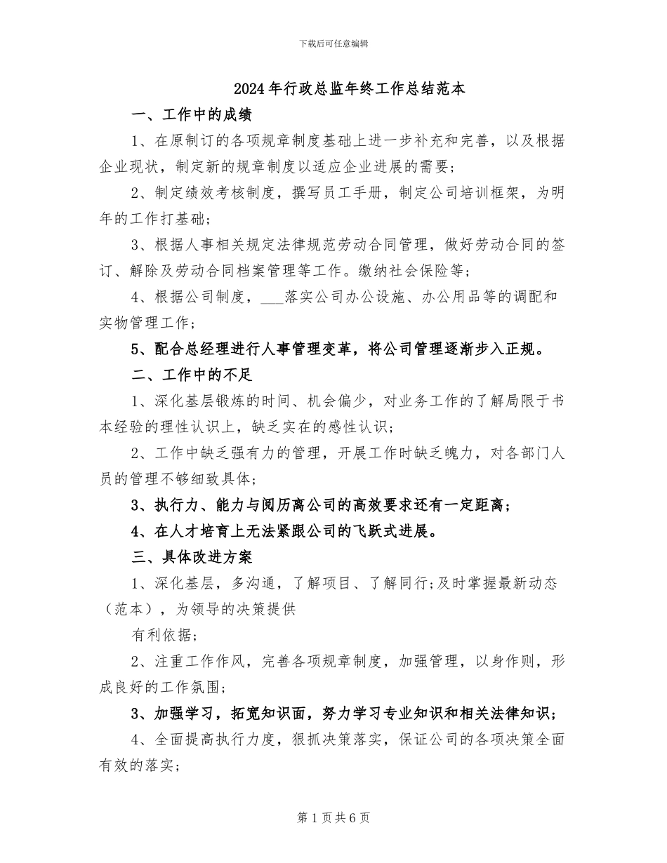 2024年行政总监年终工作总结范本_第1页