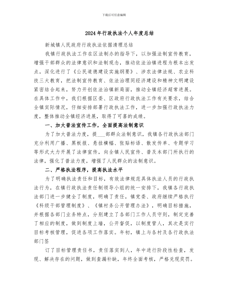 2024年行政执法个人年度总结_第1页