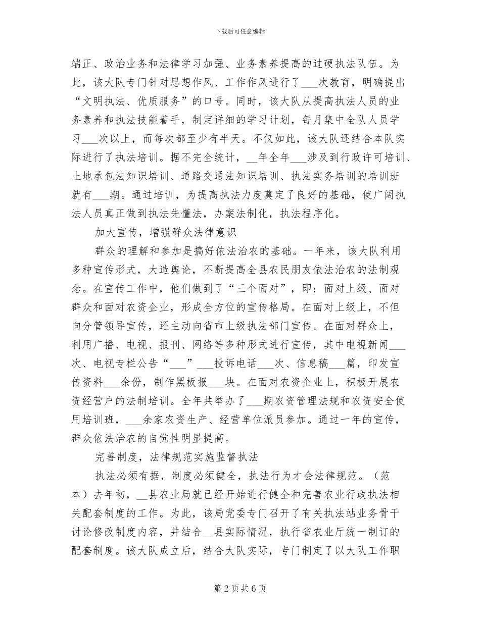 2024年行政执法大队队长工作总结_第2页