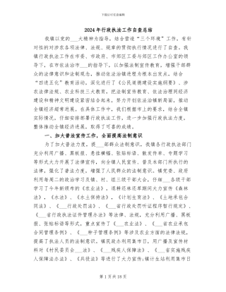 2024年行政执法工作自查总结