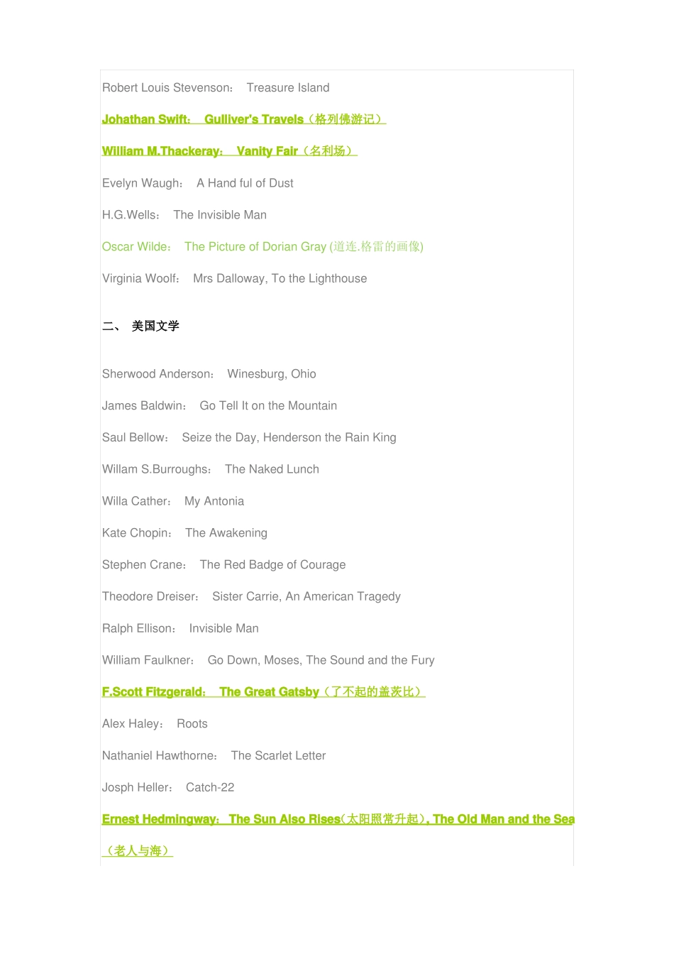 大学英语本科英语专业推荐阅读书目_第3页