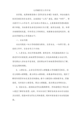 大学辅导员工作计划