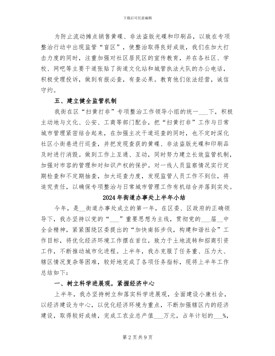 2024年街道办事处上半年“扫黄打非”工作总结_第2页