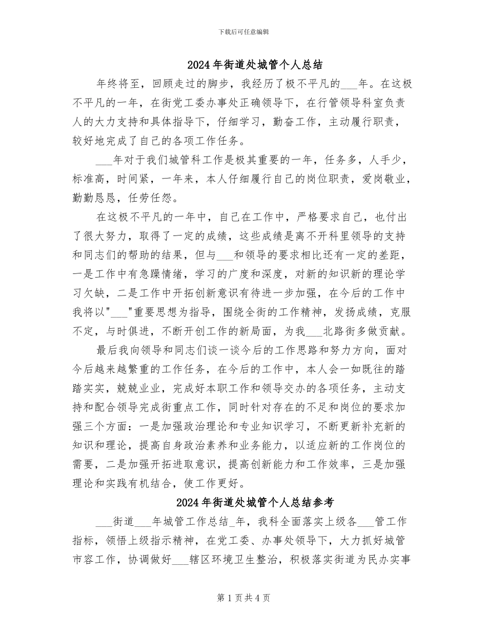 2024年街道处城管个人总结_第1页