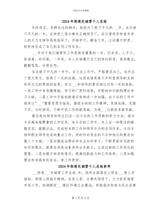 2024年街道处城管个人总结