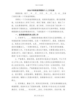 2024年街道挂职锻炼个人工作总结