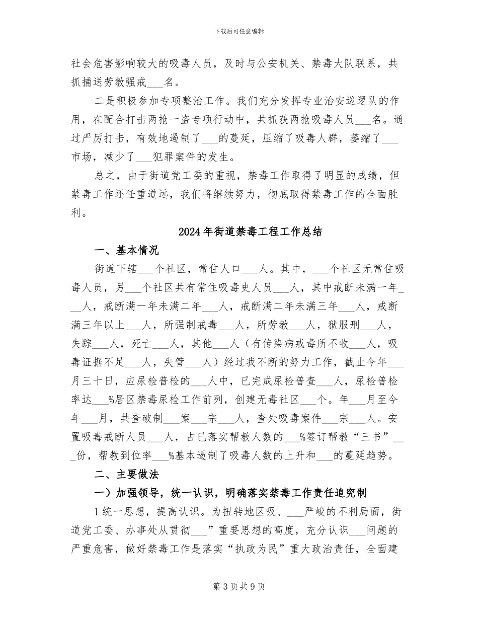 2024年街道禁毒工作总结汇报_第3页