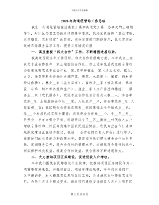 2024年街道经管站工作总结