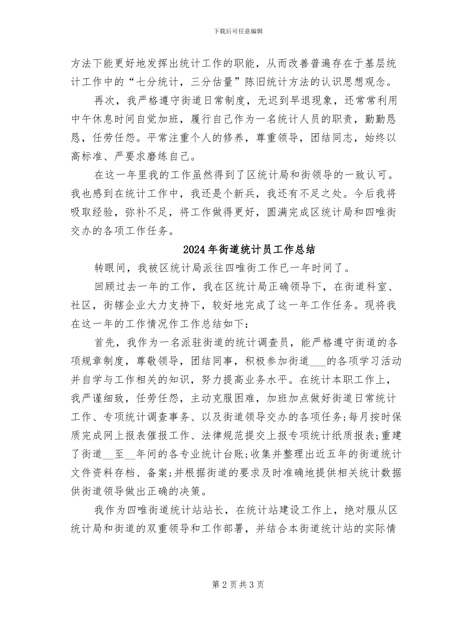 2024年街道统计员个人年度工作总结_第2页
