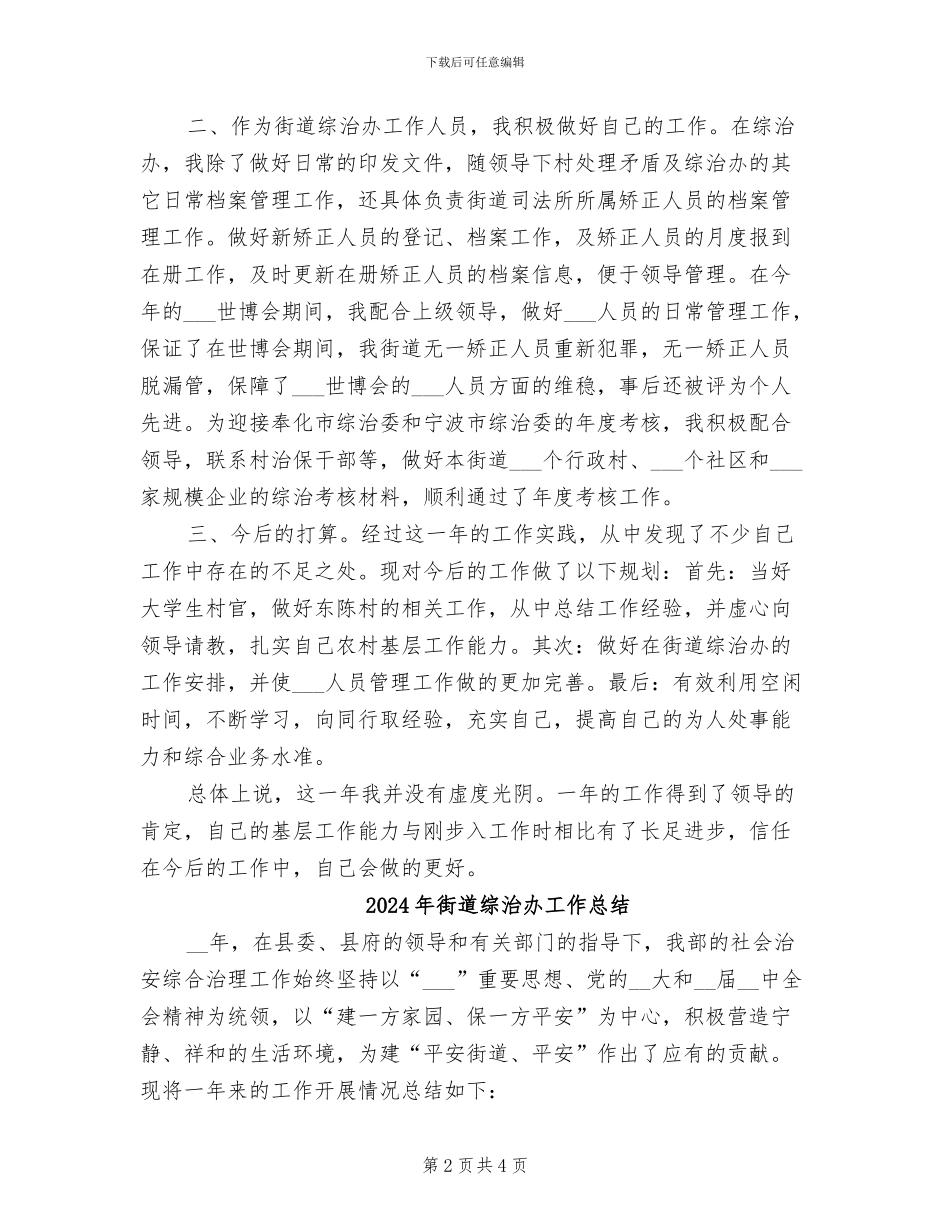 2024年街道综治办个人工作总结_第2页