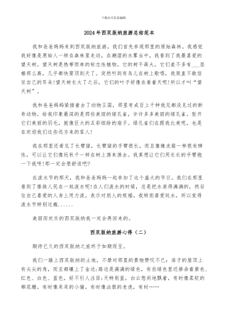 2024年西双版纳旅游总结范本