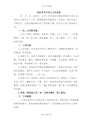 2024年见习员工工作总结