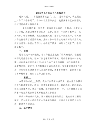 2024年见习员工个人总结范文