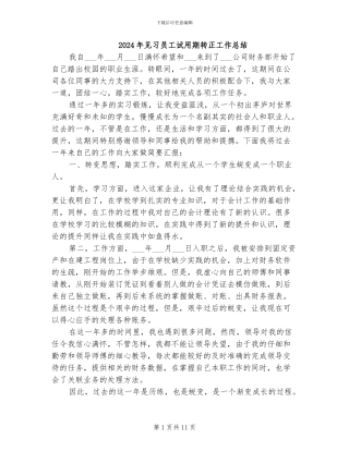 2024年见习员工试用期转正工作总结