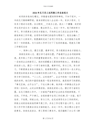 2024年见习员工试用期工作总结范文