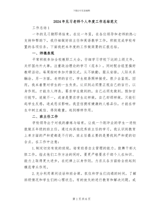 2024年见习老师个人年度工作总结范文