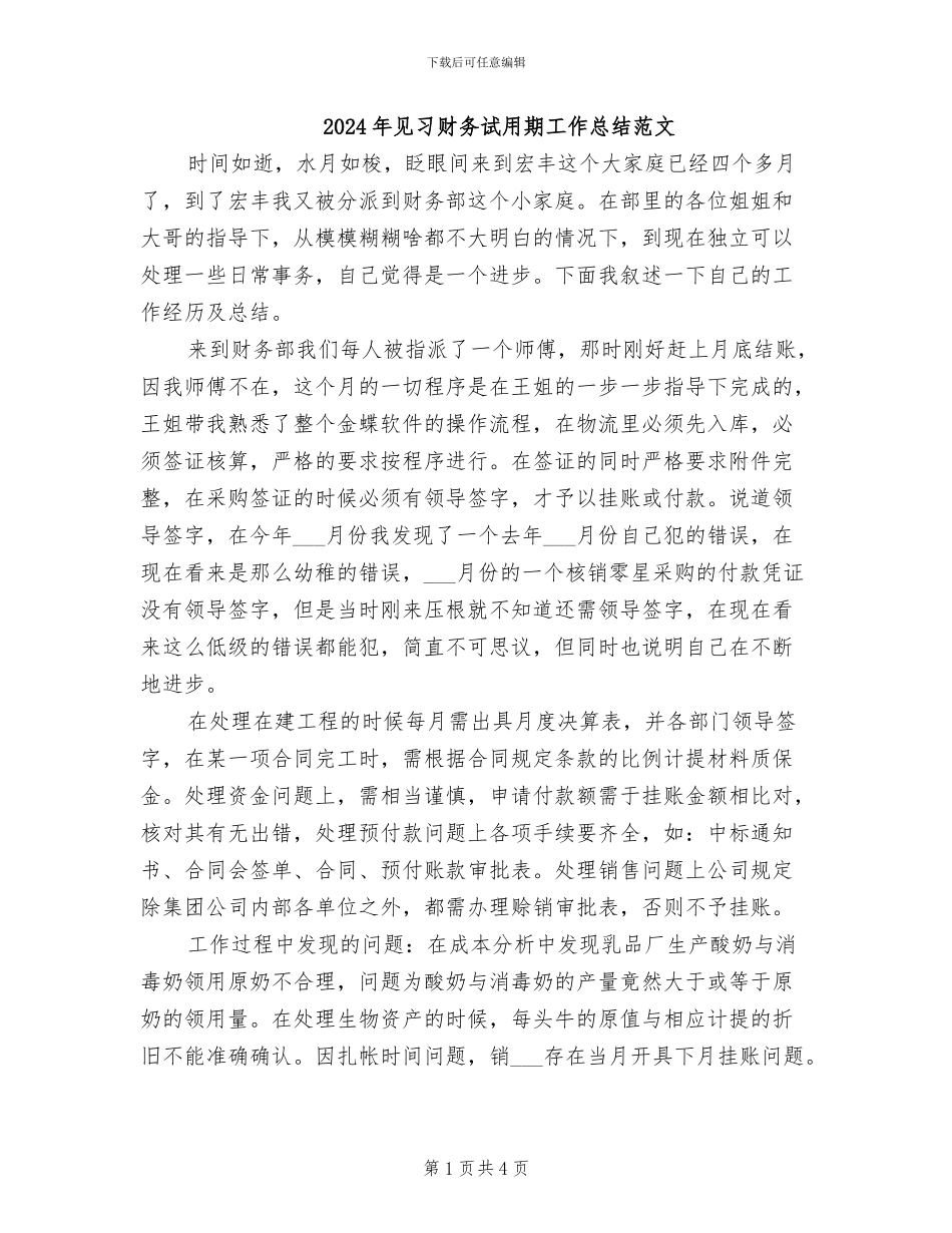 2024年见习财务试用期工作总结范文_第1页
