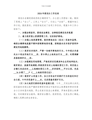2024年规划办工作总结