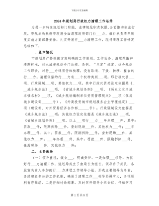 2024年规划局行政权力清理工作总结