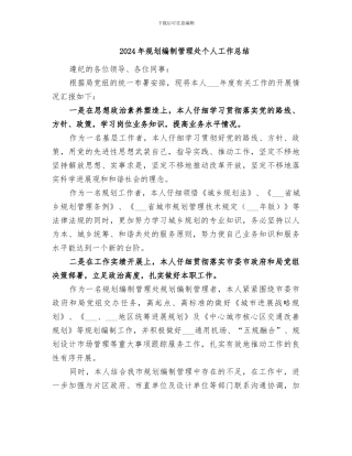 2024年规划编制管理处个人工作总结