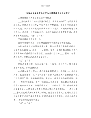 2024年规范执法行为专项整改活动总结范文