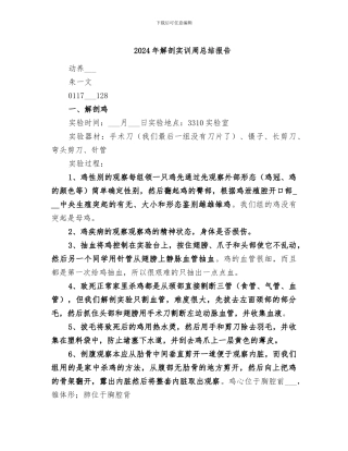 2024年解剖实训周总结报告