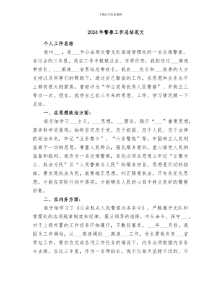 2024年警察工作总结范文