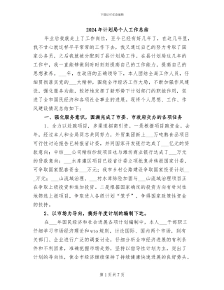 2024年计划局个人工作总结