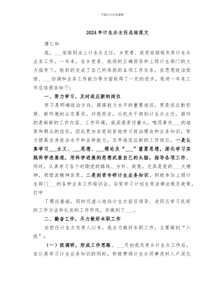 2024年计生办主任总结范文