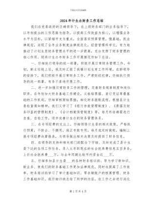 2024年计生办财务工作总结