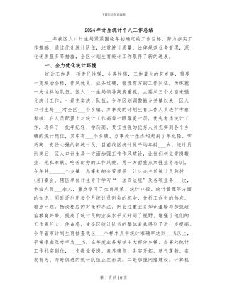 2024年计生统计个人工作总结