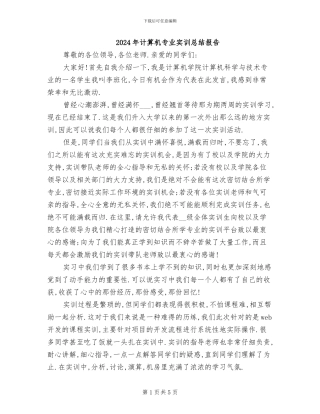 2024年计算机专业实训总结报告