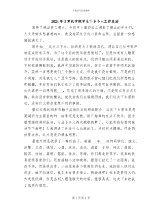 2024年计算机学院学生下乡个人工作总结