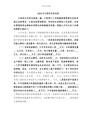 2024年计财科长终总结