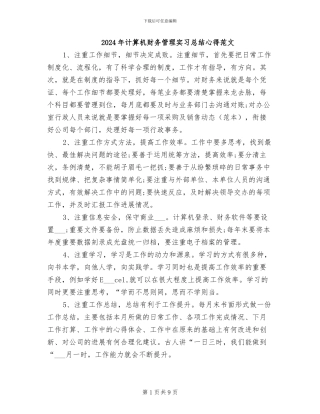 2024年计算机财务管理实习总结心得范文