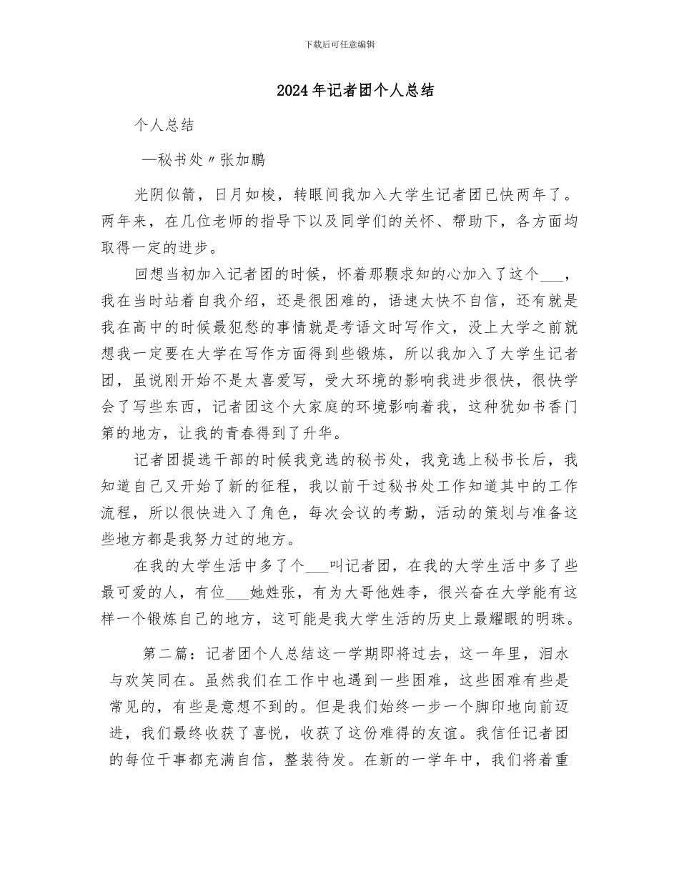 2024年记者团个人工作总结范文_第3页